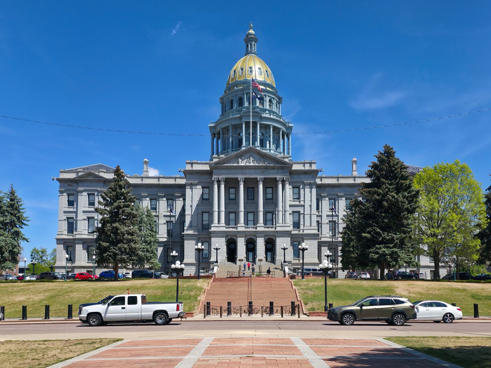 Exterior view of the Colorado State Capitol building and its gold dome in Denver