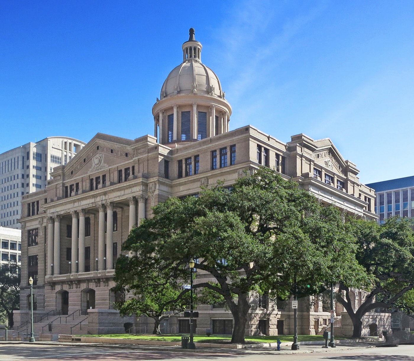 The restored 1910 Harris County Courthouse in Houston, Texas, an example of a county government building that administers local property tax records